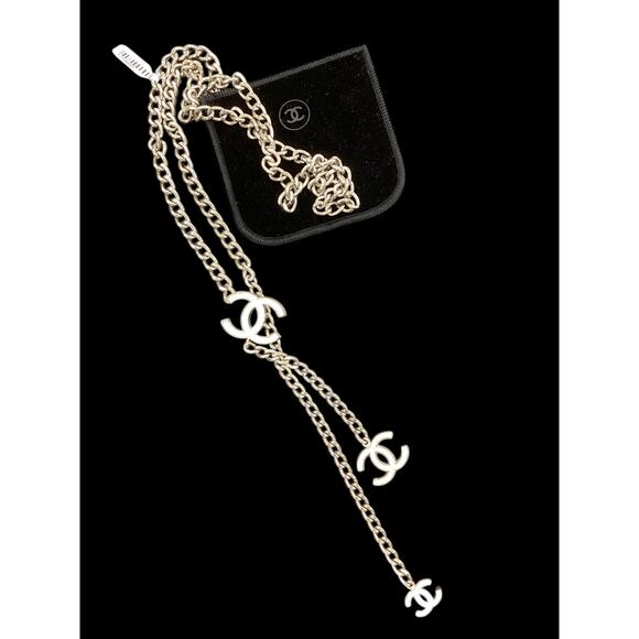 Gorgeous Rare VTG Chanel Chain Necklace/ Adjustable Belt XS - L Silver Tone CC’s - Picture 1 of 8